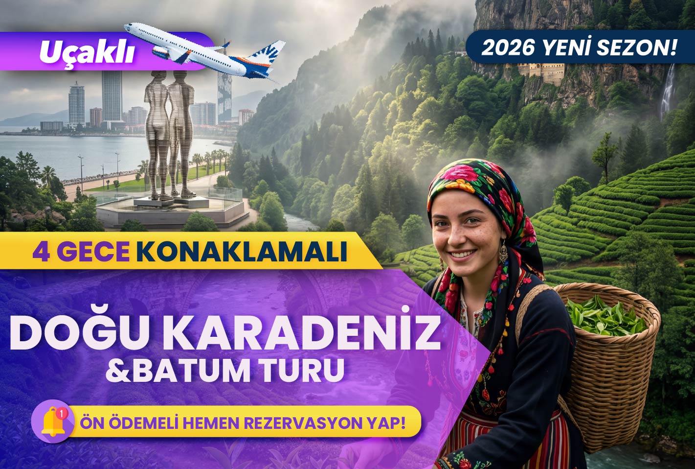 Uçaklı Doğu Karadeniz Turu ( 4 gece konaklamalı )